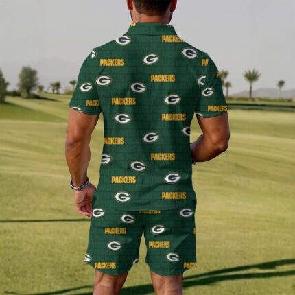 Green Bay Packers All-Over Print Men's Polo Sportswear Set