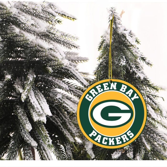 Green Bay Packers Round Christmas Tree Decoration Ornaments | Wooden - Image 2