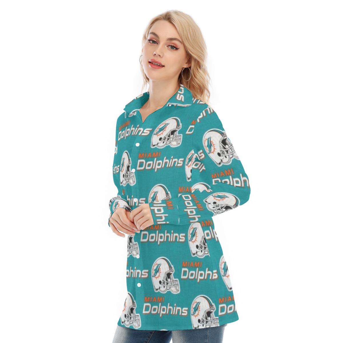 Miami Dolphins Zubaz All-Over Print Women's Long Shirt - Image 5