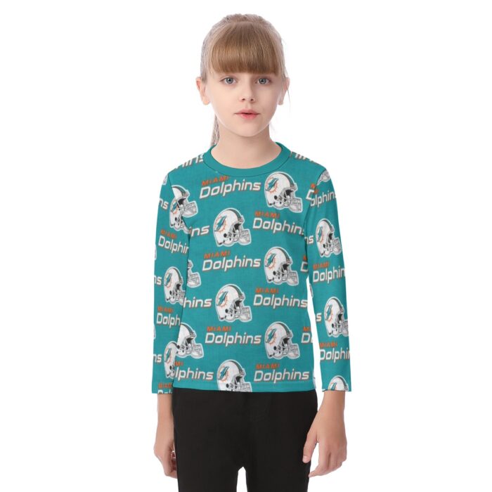 Miami Dolphins Zubaz All-Over Print Kid's O-neck Long Sleeve T-shirt - Image 4