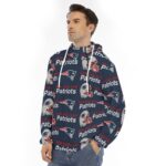 New England Patriots All-Over Print Men's Hoodie With Placket Double Zipper