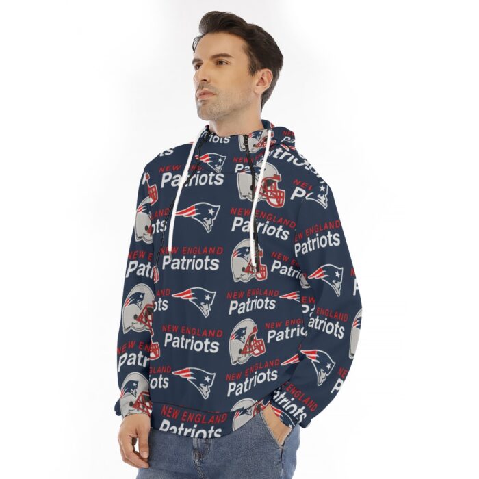 New England Patriots All-Over Print Men's Hoodie With Placket Double Zipper - Image 1