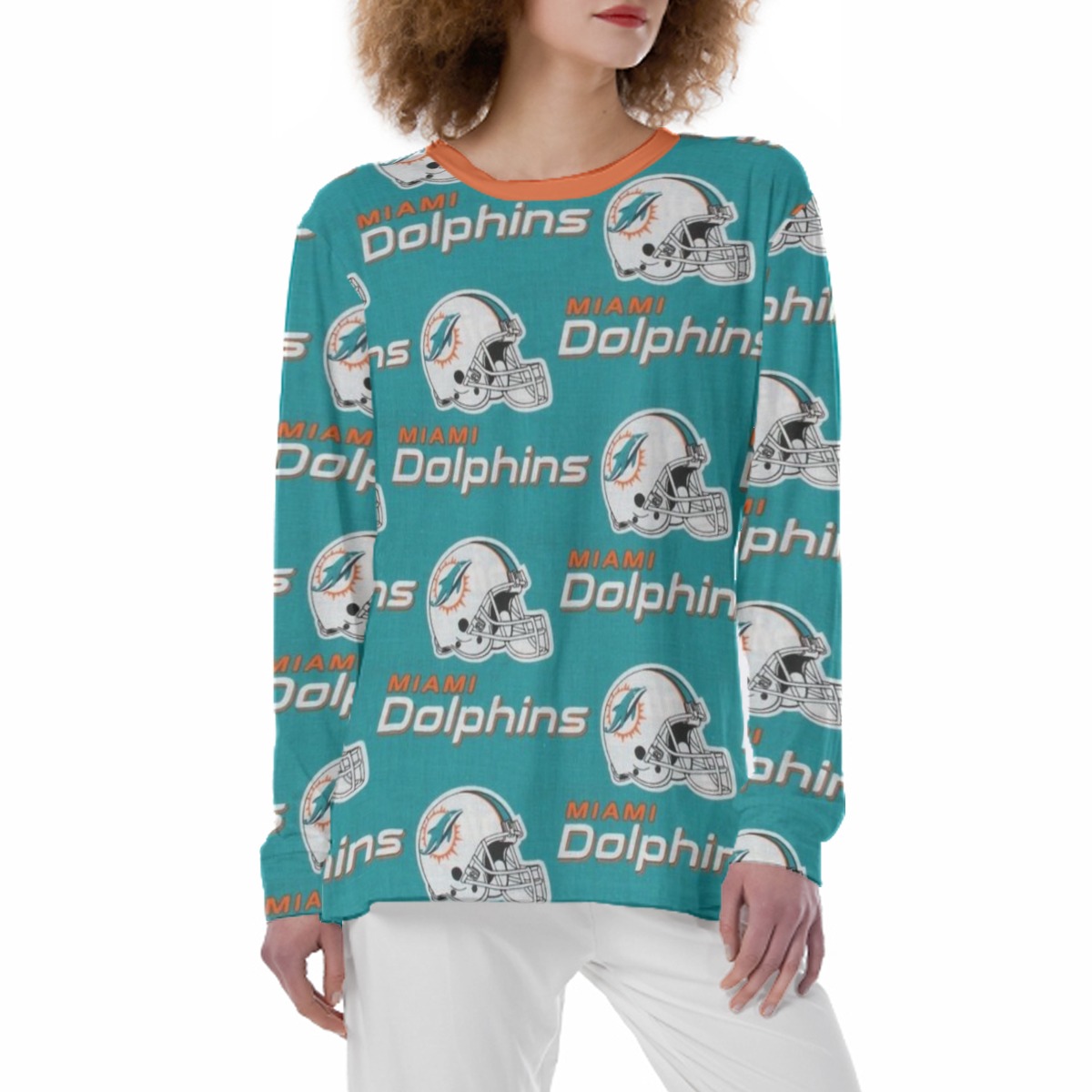 Miami Dolphins Zubaz All-Over Print Women'S Pajama T-shirt|180GSM - Image 4
