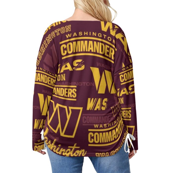 Washington Commanders Women’s V-neck T-shirt With Side Drawstring(Plus Size) - Image 4