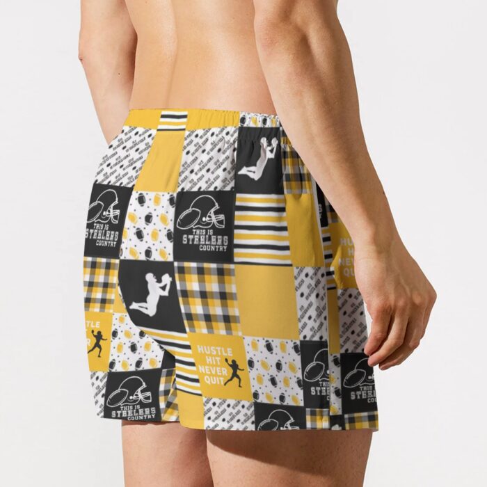 Pittsburgh Steelers All-Over Print Men's Short Boxer Briefs|115GSM Cotton poplin - Image 1
