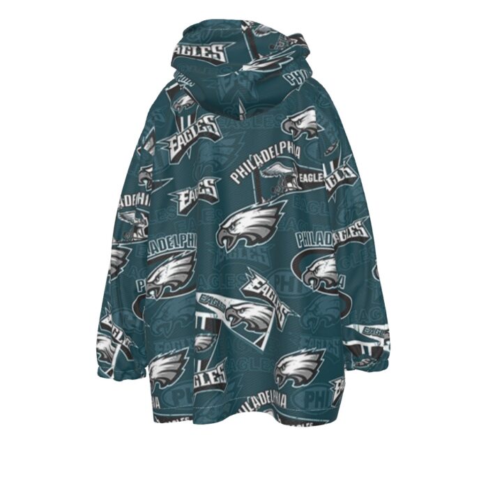 Philadelphia Eagles Zubaz All-Over Print Kid's Sherpa Fleece Hoodie Blanket - Image 2