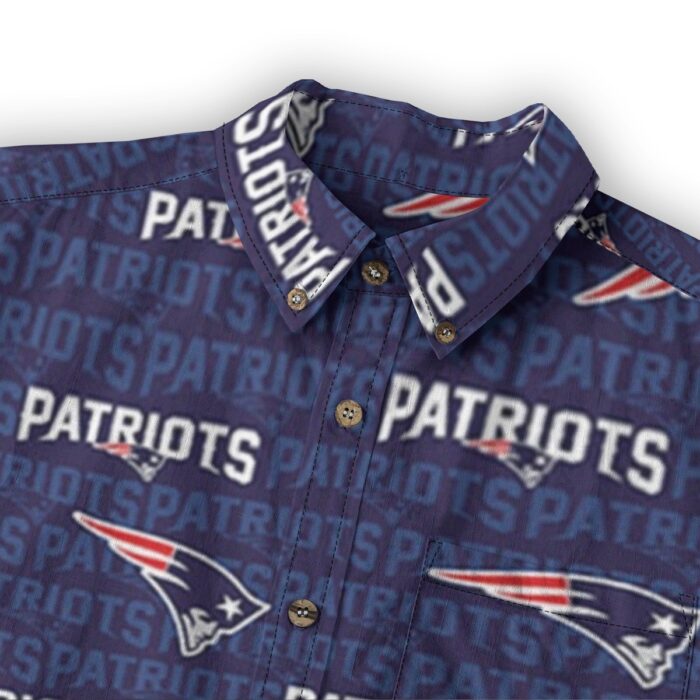 New England Patriots All-Over Print Men's Casual Lapel Long Sleeve Shirt|125GSM Cotton - Image 4