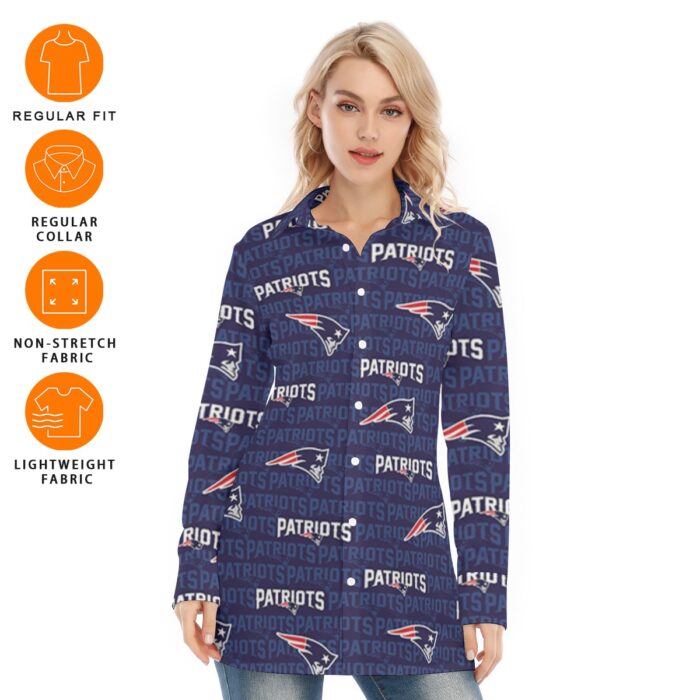 New England Patriots All-Over Print Women's Long Shirt - Image 4