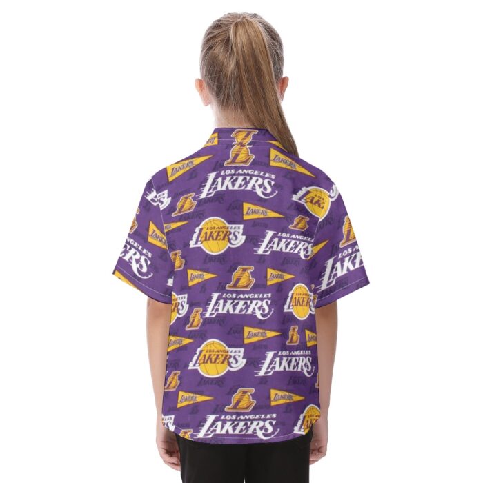Los Angeles Lakers Kid's Hawaiian Vacation Shirt - Image 4