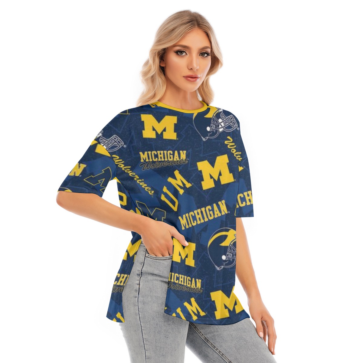 Michigan - Wolverines Women's T-shirt With Hem Split - Image 2
