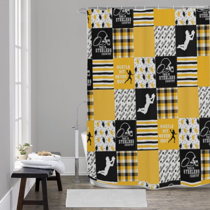Pittsburgh Steelers Zubaz Shower Curtains 150（gsm） - Image 2