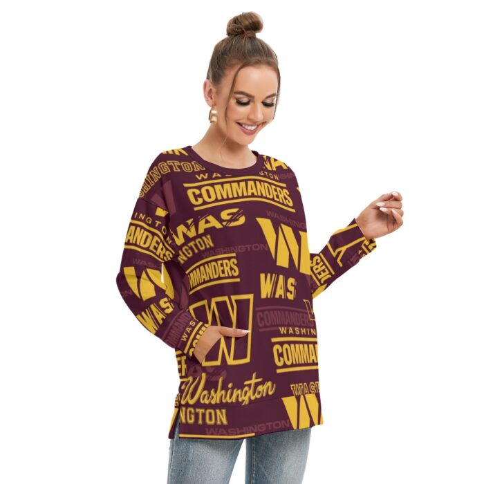 Washington Commanders Redskins Women's Side Split O-neck Sweatshirt - Image 2