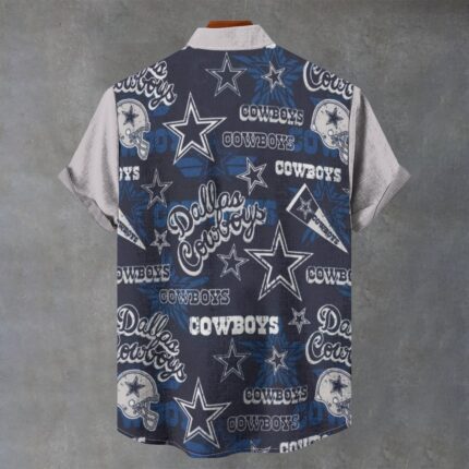 Dallas Cowboys Zubaz All-Over Print Men's Stand Collar Shirt|110GSM Imitation Flax