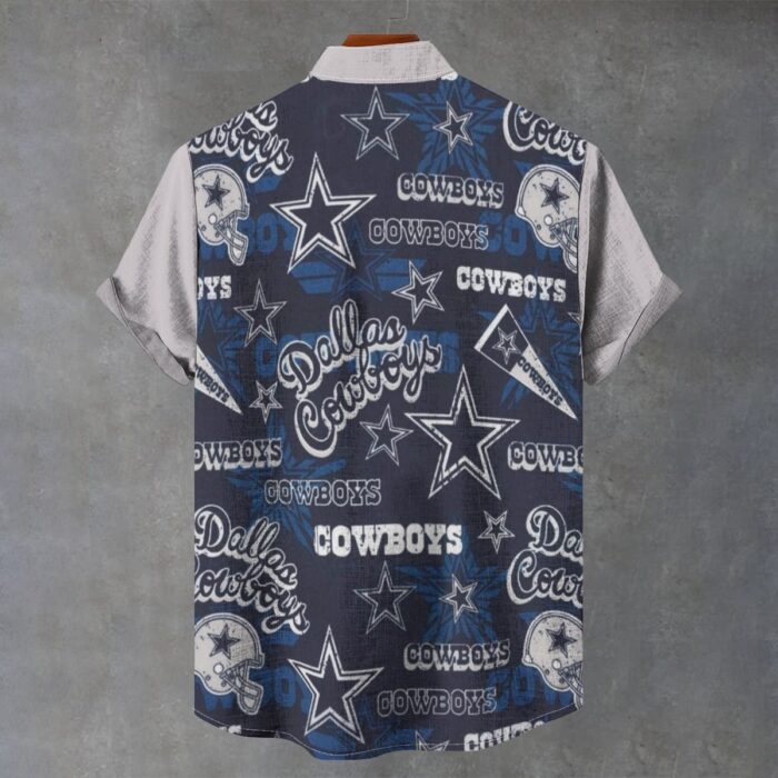 Dallas Cowboys Zubaz All-Over Print Men's Stand Collar Shirt|110GSM Imitation Flax - Image 1