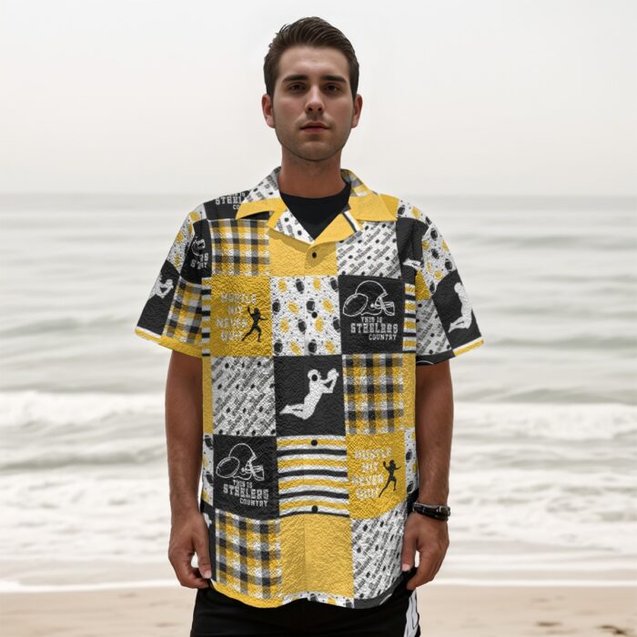 Pittsburgh Steelers Zubaz All-Over Print Men's Fashion Short Sleeve Shirt - Image 2