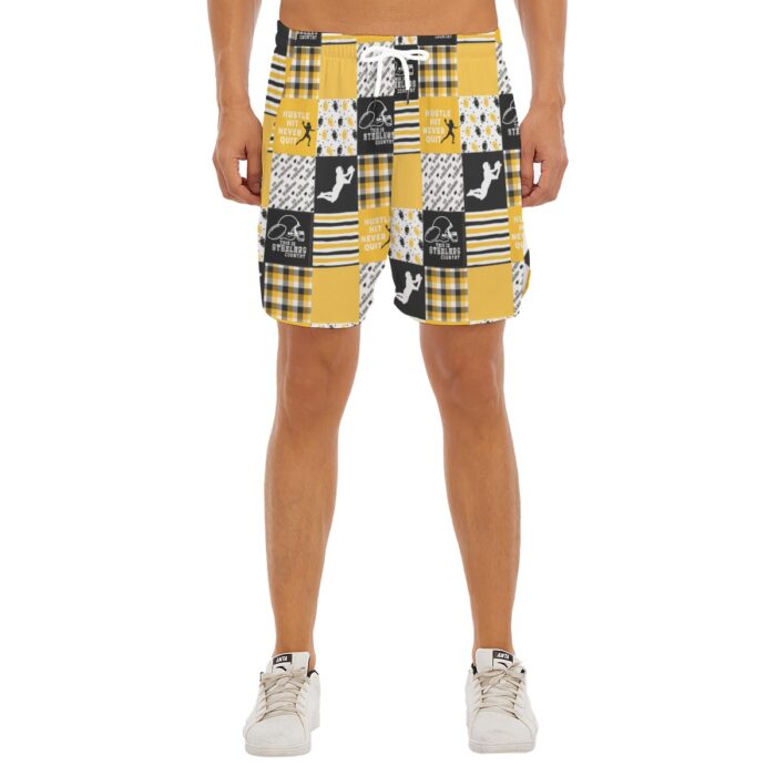 Pittsburgh Steelers Zubaz All-Over Print Men's Side Split Running Sport Shorts - Image 6