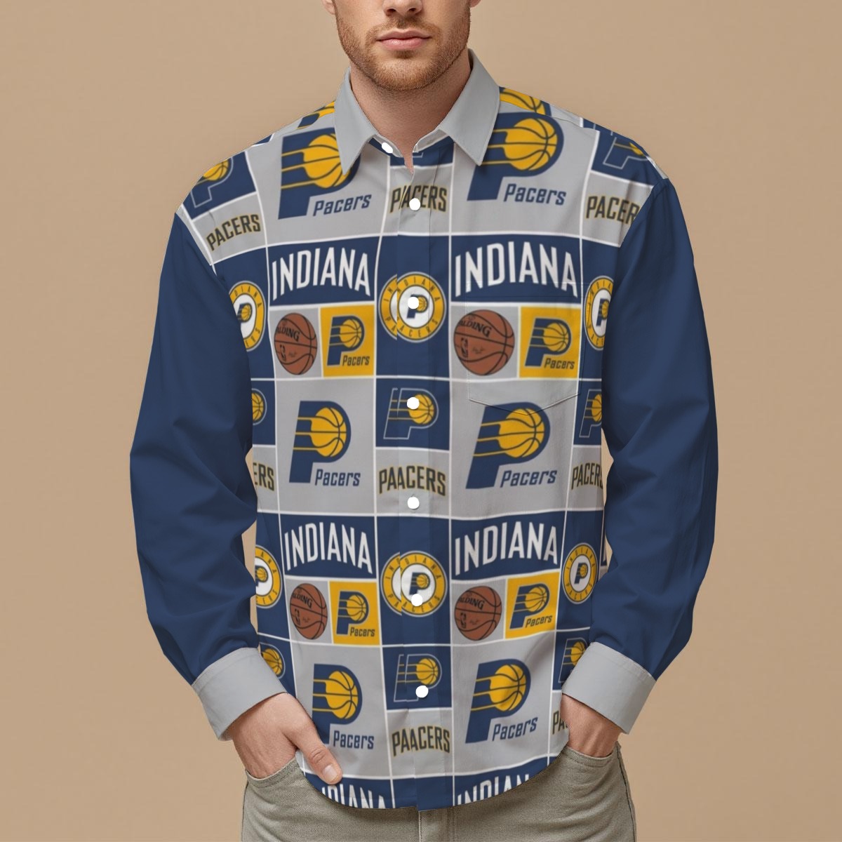 Indiana Pacers Men's Slim Fit Long Sleeve Shirt