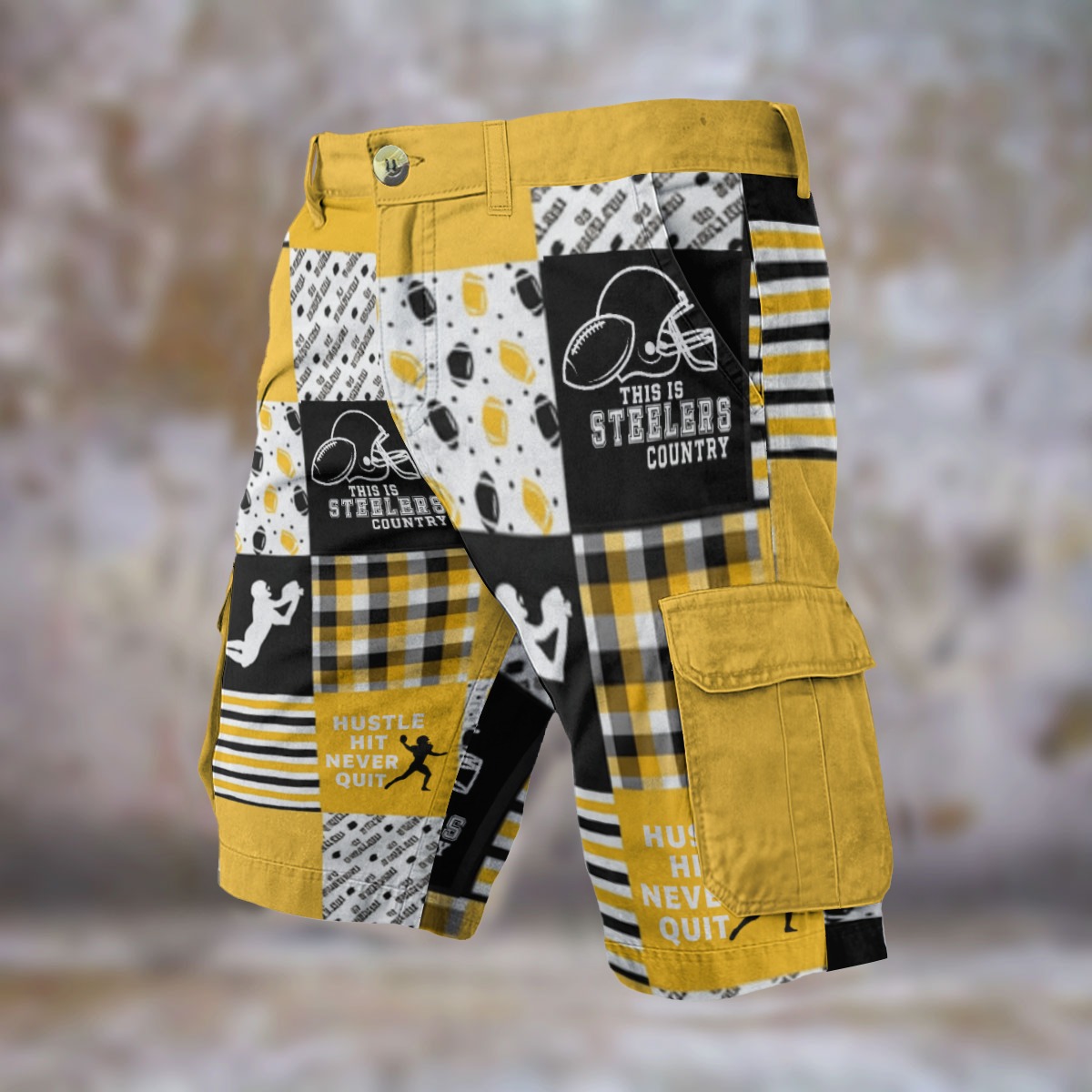 Pittsburgh Steelers Zubaz All-Over Print Men's Cargo Shorts - Image 2
