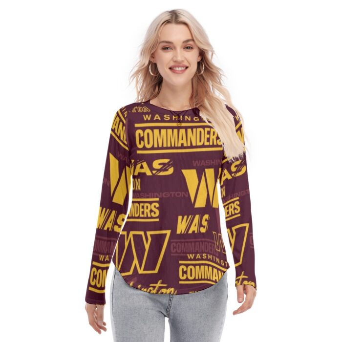 Washington Commanders Women's Raglan Sleeves U-Shaped Hem Long Sleeves Blouse - Image 1