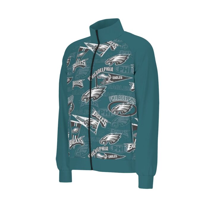 Philadelphia Eagles Zubaz All-Over Print Men's Raglan-Sleeve Stand Collar Jacket - Image 2