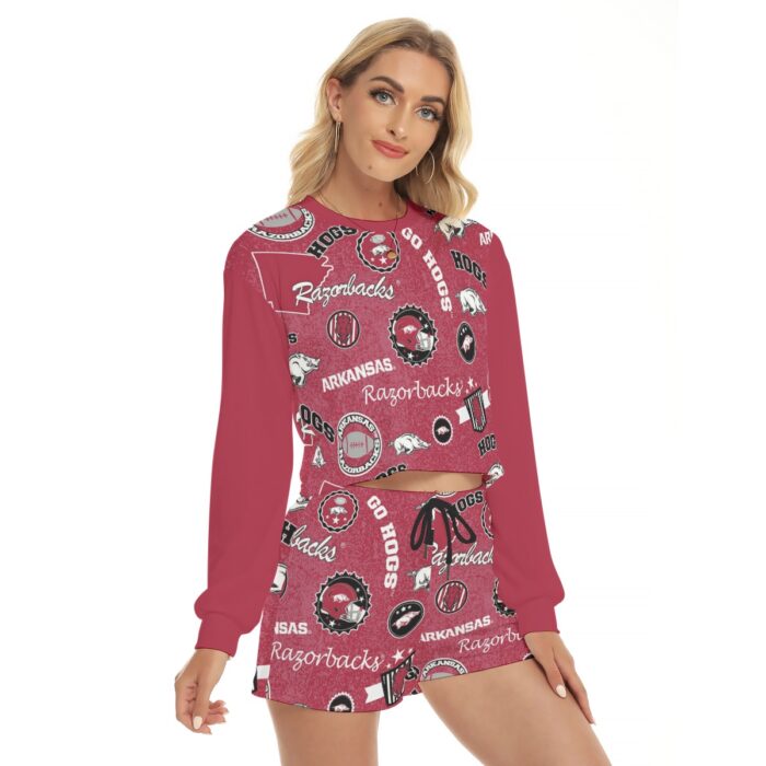 Arkansas - Razorbacks Women's Short Sweatshirt And Pants Suit - Image 3