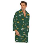 Green Bay Packers All-Over Print Men's Borg Fleece Robe - Image 2