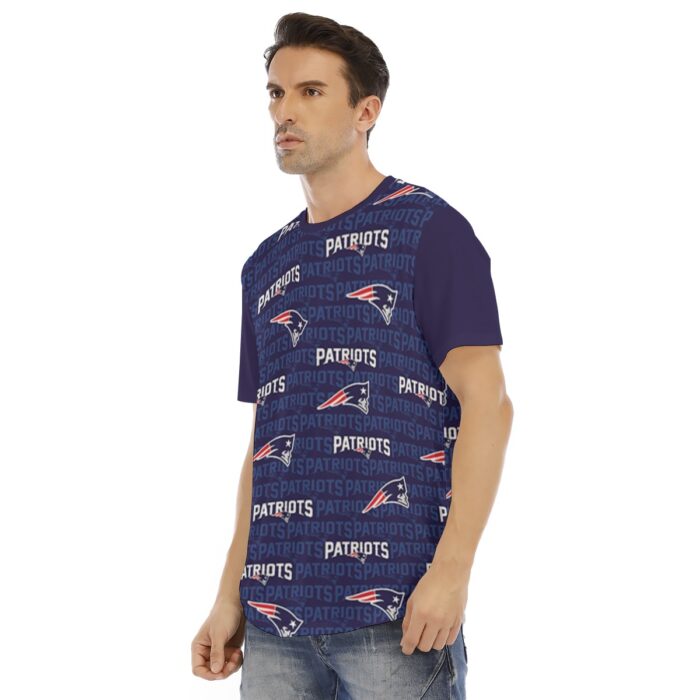 New England Patriots All-Over Print Men's Short Sleeve Rounded Hem T-shirt - Image 3