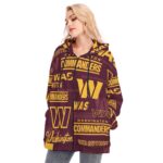 Washington Commanders Redskins Women's Long Hoodie with Zipper Closure - Classic Style Scuba Fabric - Image 3