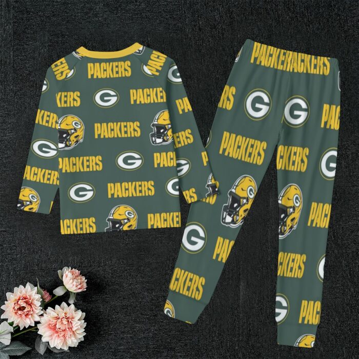 Green Bay Packers All-Over Print Kid's Sleep Pajamas - Image 2