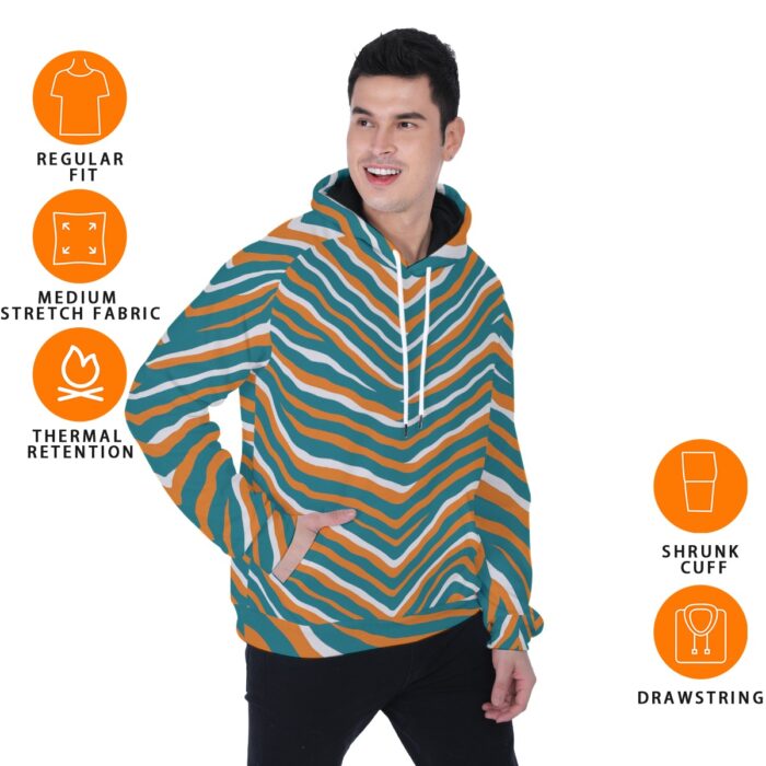 Miami Dolphins Zubaz All-Over Print Men's Heavy Fleece Raglan Hoodie - Image 5