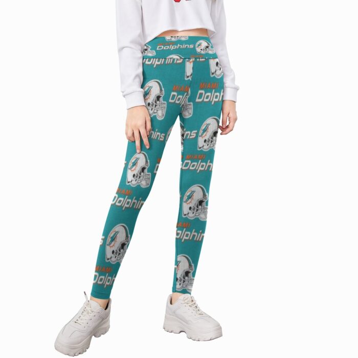 Miami Dolphins Zubaz All-Over Print Kid's Leggings - Image 2