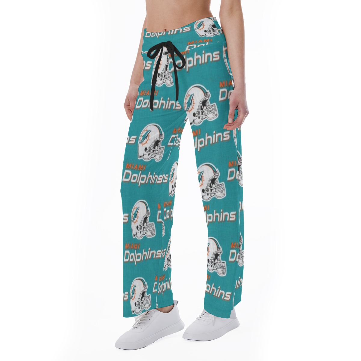 Miami Dolphins Zubaz All-Over Print Women's High-waisted Straight-leg Trousers - Image 3