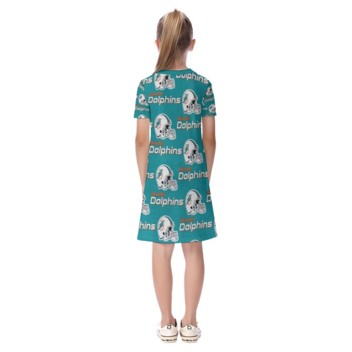 Miami Dolphins Zubaz All-Over Print Kid's Short Sleeve Dress - Image 3