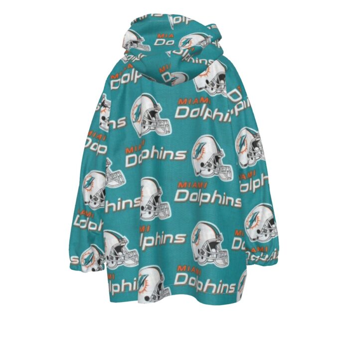 Miami Dolphins Zubaz All-Over Print Kid's Sherpa Fleece Hoodie Blanket - Image 4
