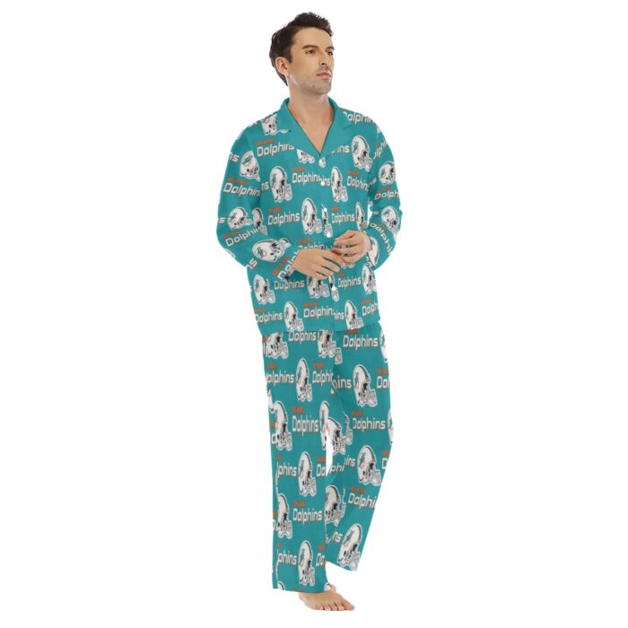 Miami Dolphins Zubaz All-Over Print Men's Lapel Pajama Set - Image 1