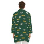 Green Bay Packers All-Over Print Men's Borg Fleece Robe - Image 7