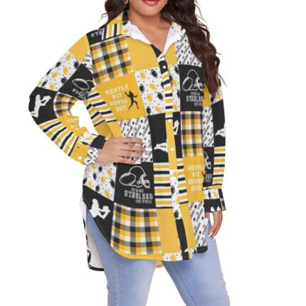 Pittsburgh Steelers Zubaz All-Over Print Women's Shirt With Long Sleeve(Plus Size)