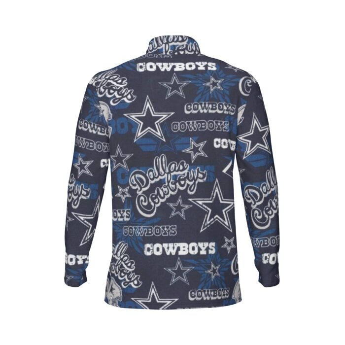 Dallas Cowboys Zubaz All-Over Print Men's Sports Collar Jersey With Long Sleeve| Interlock - Image 2