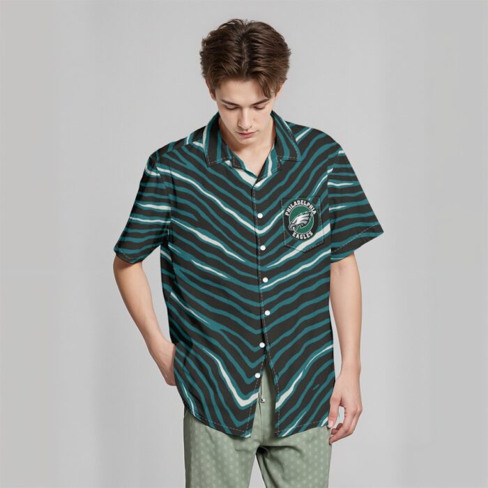 Philadelphia Eagles Zubaz All-Over Print Hawaiian Shirt With Pocket|115GSM Cotton poplin - Image 1