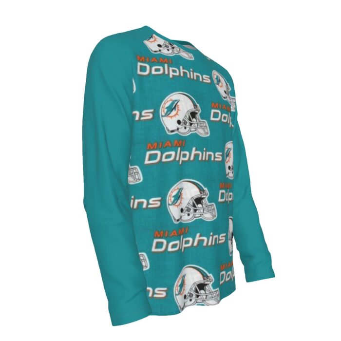 Miami Dolphins Zubaz All-Over Print Men's Raglan Long Sleeve T-shirt  | 190GSM Cotton - Image 4