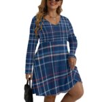 New England Patriots Zubaz All-Over Print Women's V-neck Long Sleeve Dress(Plus Size) - Image 4