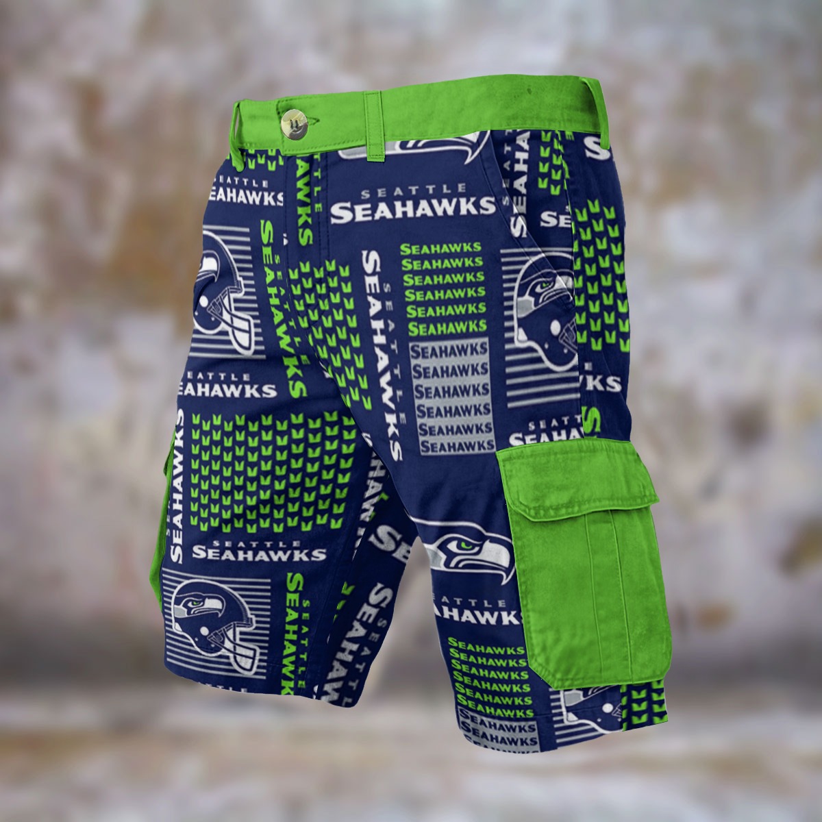 Seattle Seahawks football Cargo Shorts - Image 3