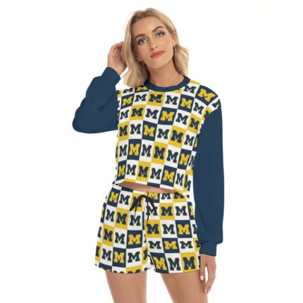 Michigan - Wolverines Women's Short Sweatshirt And Pants Suit