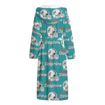 Miami Dolphins Zubaz All-Over Print Unisex Flannel Hooded bathrobe