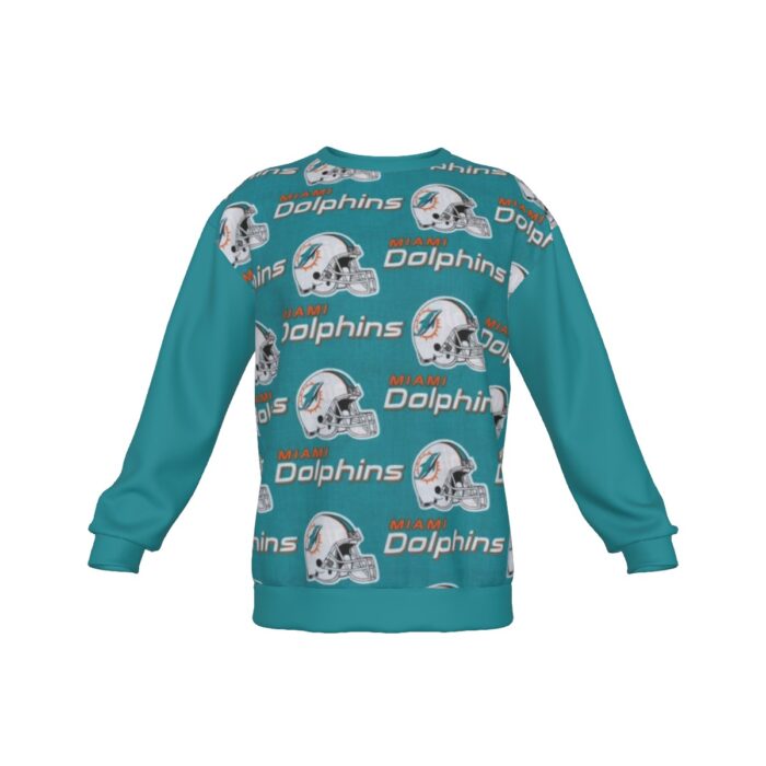Miami Dolphins Zubaz All-Over Print Men's Drop Shoulder Round Neck Long-Sleeved Sweatshirt - Image 4