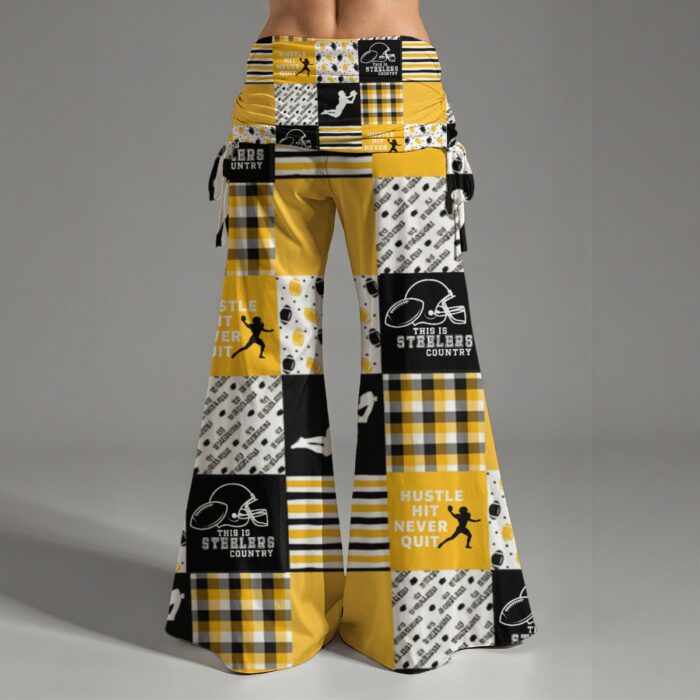 Pittsburgh Steelers Zubaz All-Over Print Women's High Waist Wide Leg Pants - Image 1