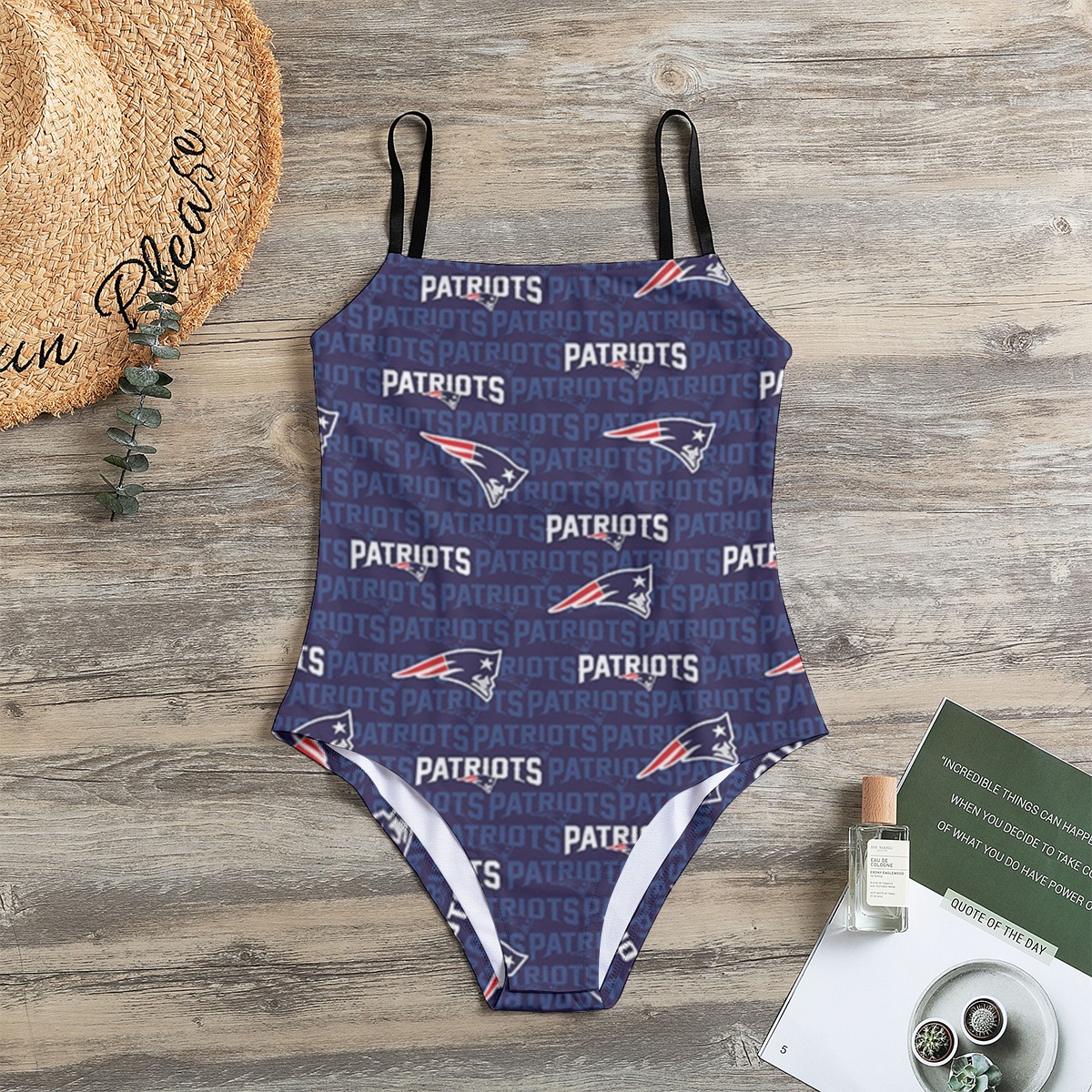 New England Patriots All-Over Print Women's Halter Strap Swimsuit