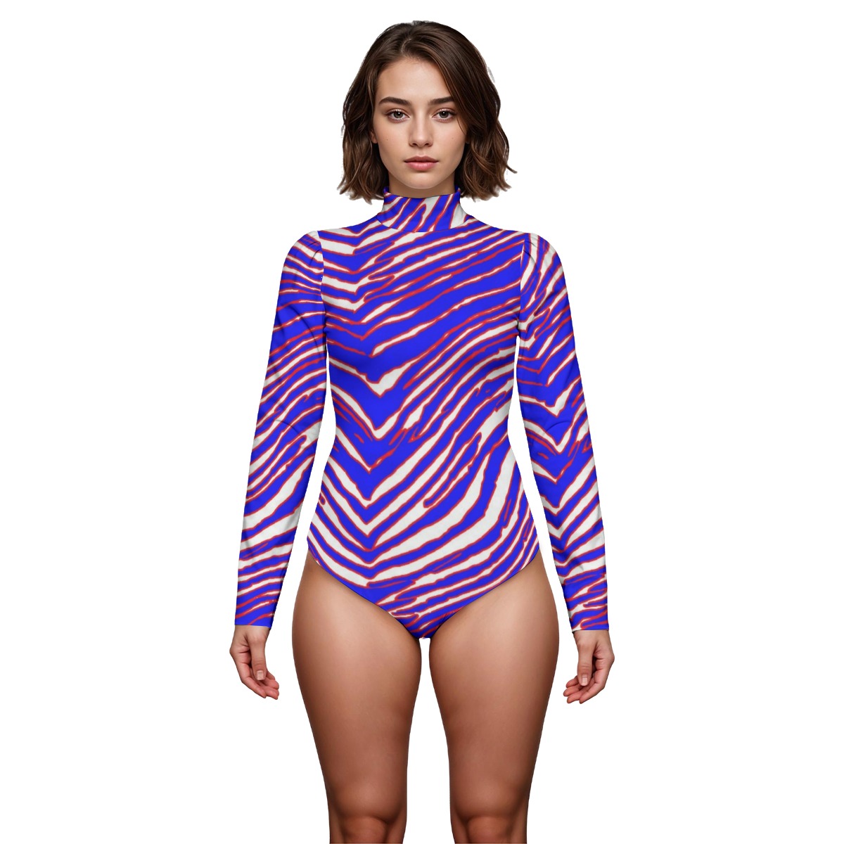 Buffalo Bills Zubaz All-Over Print women's puff sleeve bodysuit - Image 2