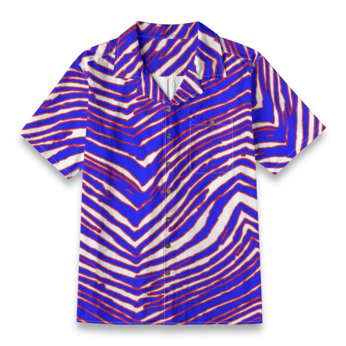 Buffalo Bills Zubaz All-Over Print Men's Casual Hawaiian Short Sleeve Shirt | 125GSM Cotton - Image 6