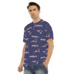 New England Patriots All-Over Print Men's Short Sleeve T-shirt With Button Closure